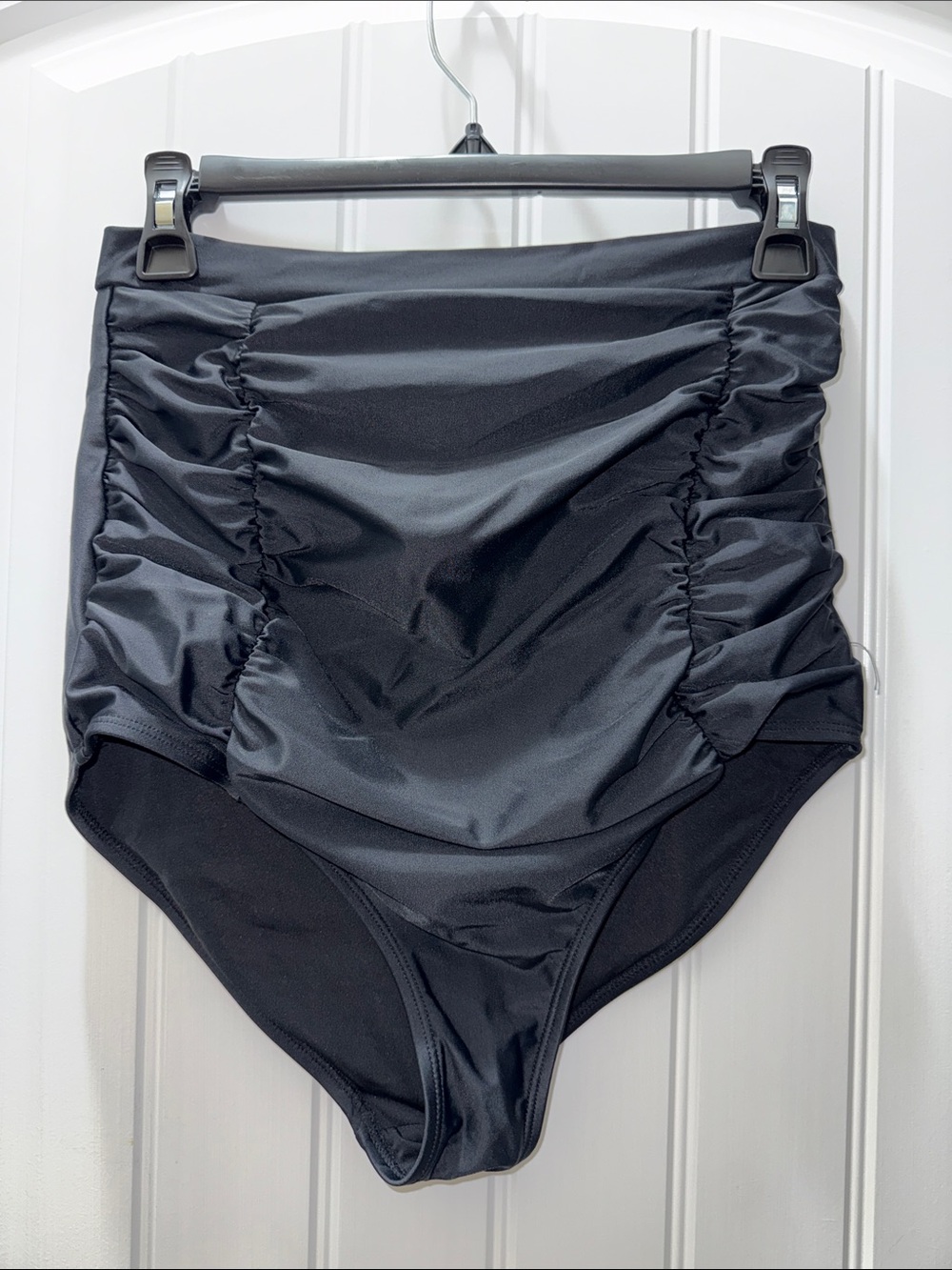 Shapermint Empetua Black High Waisted Ruched Tummy Control Swim Bottoms Large